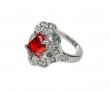 Silver Ring with red Jewel